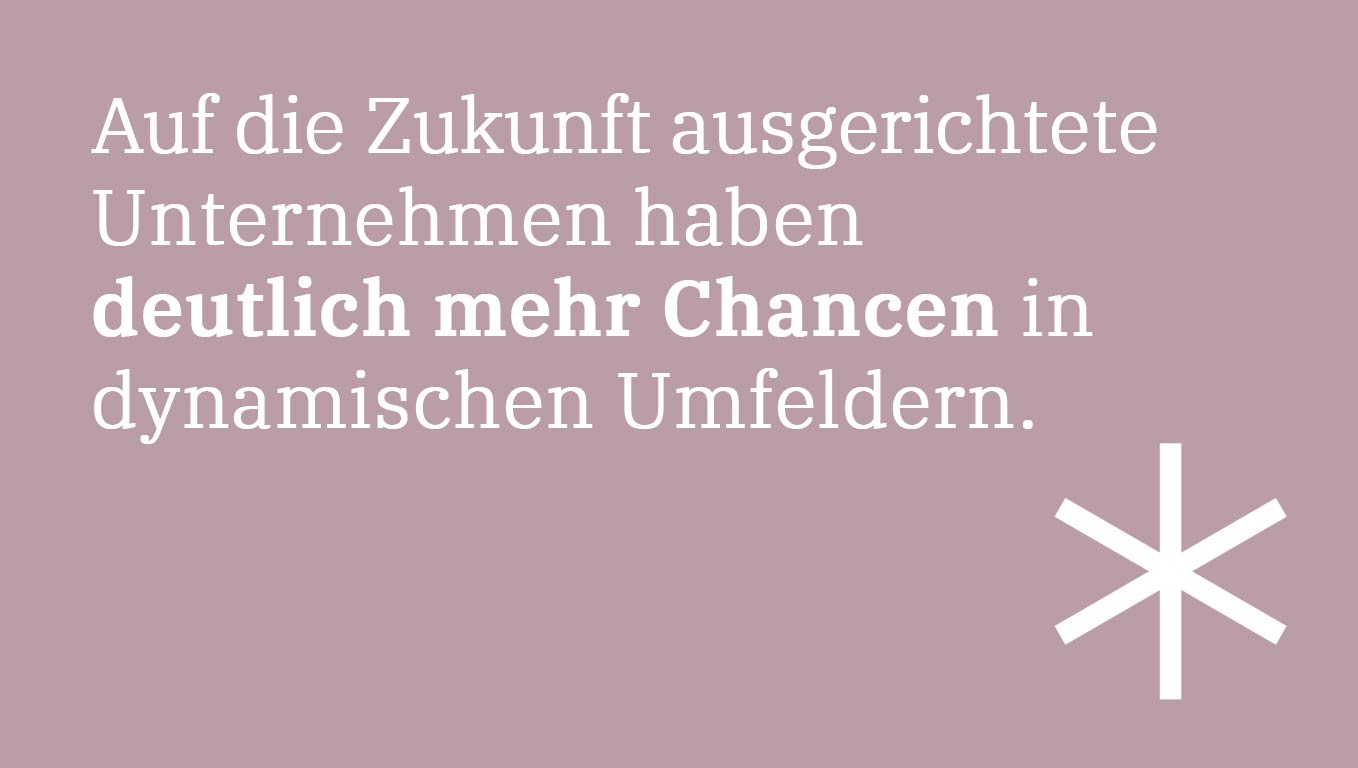 Auf die Zukunft ausgerichtete Unternehmen haben deutlich mehr  Chancen in dynamischen Umfeldern. Jetzt Unternehmen zukunftsorientiert aufstellen - mit aumento value®!